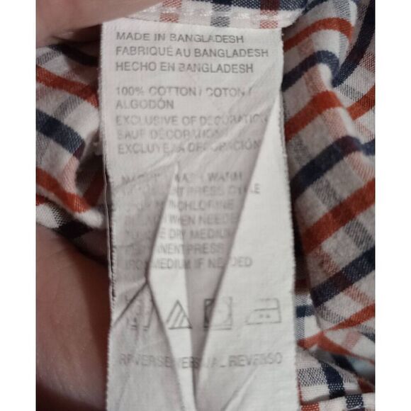 Izod Shirt Men's Small Navy Orange Button Front Long Sleeve Front Pocket‎ Preppy - Picture 8 of 9